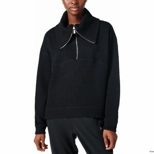 Sweaty Betty Restful Bouclé Half Zip Black Pullover Size 8